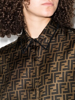 Fendi FF-logo silk shirt - ShopStyle Long Sleeve Tops